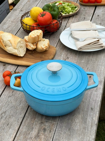 Nồi gang Oceno màu xanh light blue 22cm