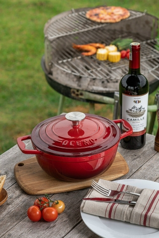 Nồi gang Oceno màu đỏ cherry 22cm
