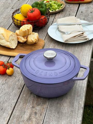 Nồi gang Oceno màu tím Lavender 22cm