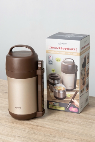 Hộp cơm giữ nhiệt Kaiyo 1600ml, màu nâu