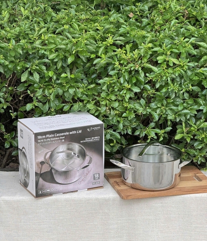 Nồi inox thân đáy liền Tri-Ply Silver Crown, size 18cm