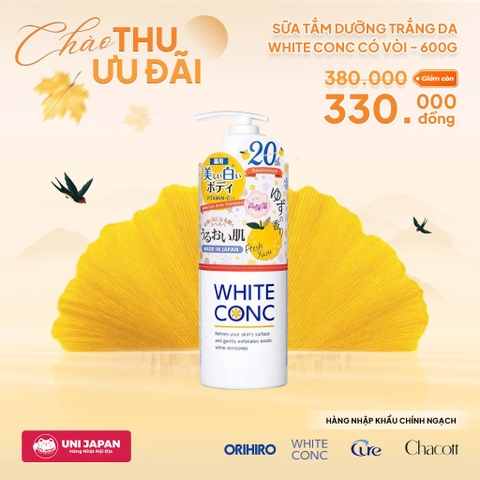 Sữa tắm dưỡng trắng da white conc có vòi - 600g