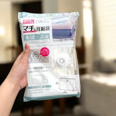 Túi hút chân không đựng quần áo, chăn màn hình hộp có van Okazaki 85x130x56cm
