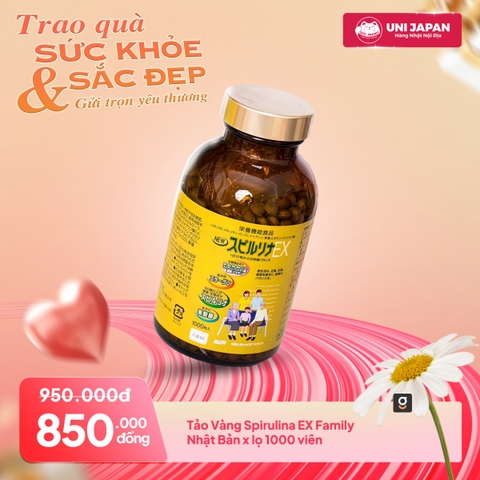 Tảo Vàng Spirulina EX Family Nhật Bản x lọ 1000 viên