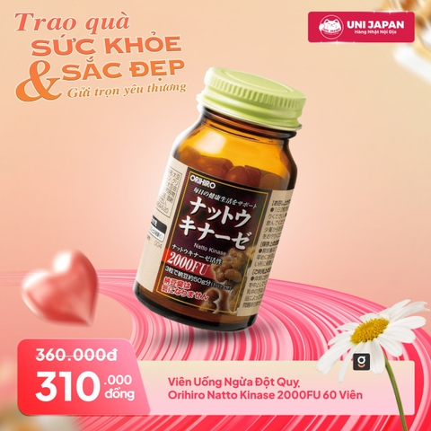 Viên Uống hỗ trợ Đột Quỵ Orihiro Natto Kinase 2000FU