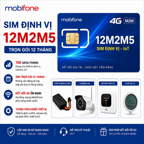 SIM Định Vị MobiFone 12M2M5 12 Tháng – Giải Pháp Kết Nối Ổn Định Cho Thiết Bị GPS & IoT
