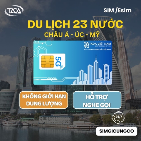 Sim Và Esim 4G Du Lịch 23 Nước Châu Á - Úc - Mỹ 10 Ngày - Nhận Tại Việt Nam