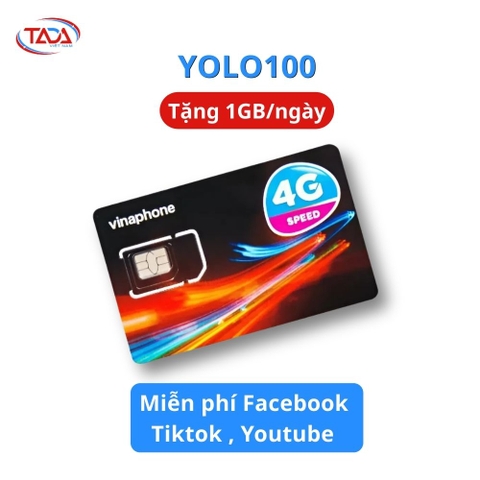 Sim & eSIM 4G Vinaphone YOLO100 – 1GB/Ngày, Miễn Phí MXH – 12 Tháng