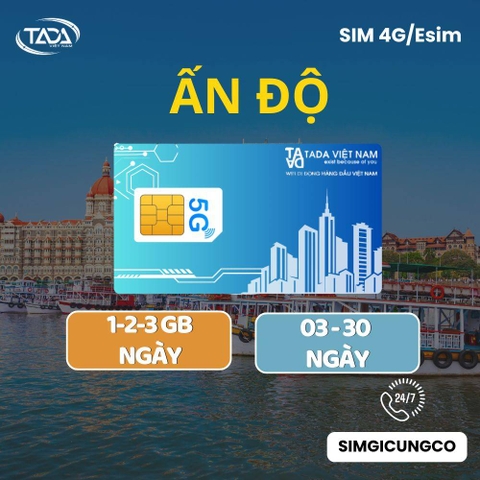 Sim Và Esim Du lịch Ấn Độ Tặng 1-2GB Tốc Độ Cao Sử Dụng Trong 30 Ngày - Nhận Tại Việt Nam