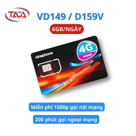Sim & eSIM 4G Vinaphone VD149 / D159V – Tặng 6GB/ngày, Trọn gói 11 tháng