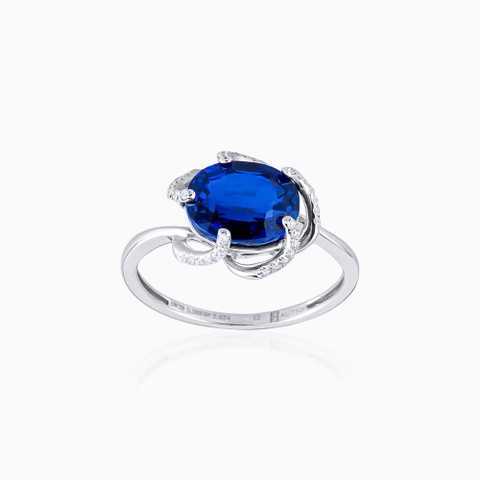 Trang sức nhẫn nữ bạc 925 đính đá Topaz xanh dương