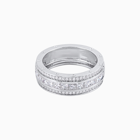 Trang sức nhẫn nữ vàng trắng 18K đính kim cương