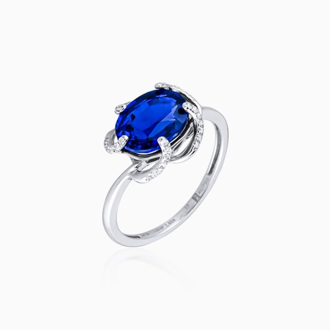 Trang sức nhẫn nữ bạc 925 đính đá Topaz xanh dương