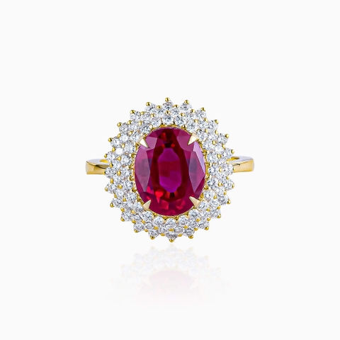 Trang sức nhẫn vàng 18K mix  đá Topaz và kim cương