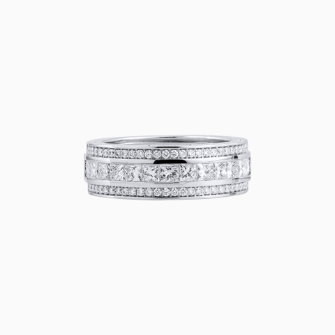 Trang sức nhẫn nữ vàng trắng 18K đính kim cương