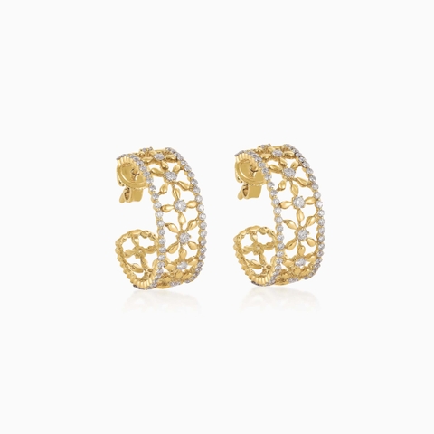 Trang sức Bông tai nữ Murano vàng 18K đính kim cương