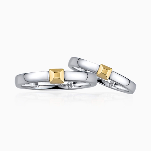 Trang sức nhẫn cưới vàng trắng và vàng 18K