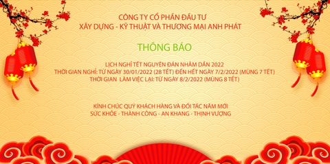 Thông báo lịch nghỉ Tết nguyên đán Nhâm Dần 2022