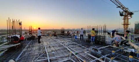 Bình minh rực rỡ trên công trường dự án Topaz Home 2 - Quận 9 - TP Hồ Chí Minh