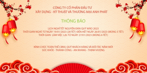 THÔNG BÁO: LỊCH NGHỈ TẾT NGUYÊN ĐÁN QUÝ MÃO 2023