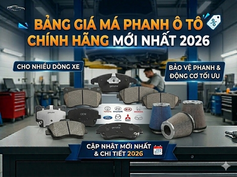 Bảng Giá Má Phanh Ô Tô Chính Hãng Mới Nhất 2026 – Toyota, Hyundai, Kia, Honda, Ford, Mazda, Mitsubishi