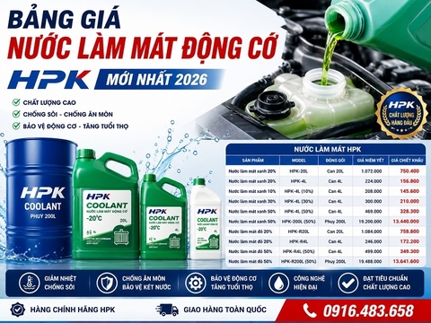Bảng Giá Nước Làm Mát Ô Tô HPK Mới Nhất 2026