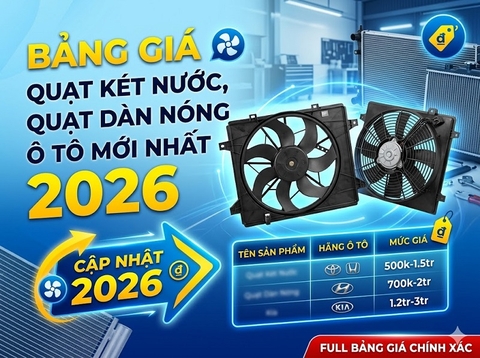 Bảng Giá Quạt Két Nước, Quạt Dàn Nóng Ô Tô Mới Nhất 2026
