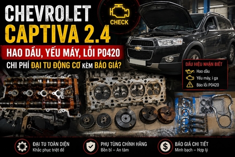 Captiva 2.4 Máy Xăng: Hao Dầu, Yếu máy, Lỗi P0420 – Đại Tu Động Cơ: Chi Phí & Báo Giá