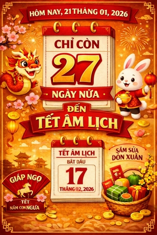 Còn bao nhiêu ngày nữa đến Tết Âm Lịch 2026? Đếm ngược Tết Ất Tỵ