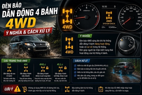 Đèn báo dẫn động 4 bánh 4WD: Ý nghĩa & Cách xử lý