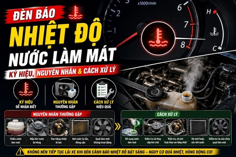 Đèn cảnh báo nhiệt độ nước làm mát: Ký hiệu, Nguyên nhân & Cách xử lý