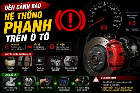 Đèn cảnh báo hệ thống phanh trên ô tô: Nguyên nhân & cách xử lý