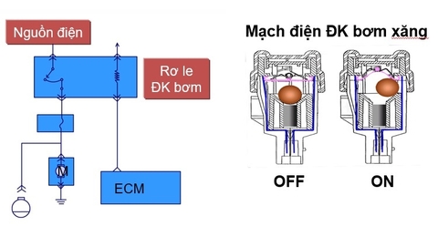 Mạch điện điều khiển bơm xăng ô tô