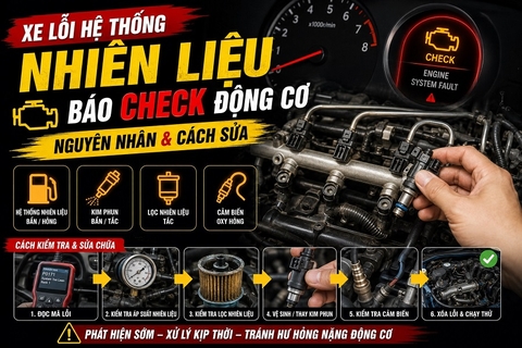 Xe lỗi hệ thống nhiên liệu báo check động cơ: Nguyên nhân & Cách sửa