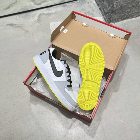 Giày Nike Court Borough Low White Black  - 839985 - 104 - Xám trắng