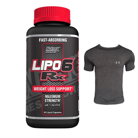 Combo LIPO 6 RX của Nutrex hỗ trợ giảm cân đốt mỡ siêu mạnh hộp 60 viên & Áo GYM đen size L (70kg - 80kg)