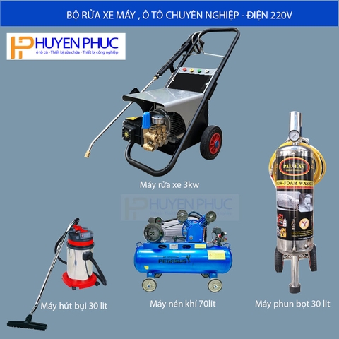 Bộ máy rửa xe 3kw điện 220V