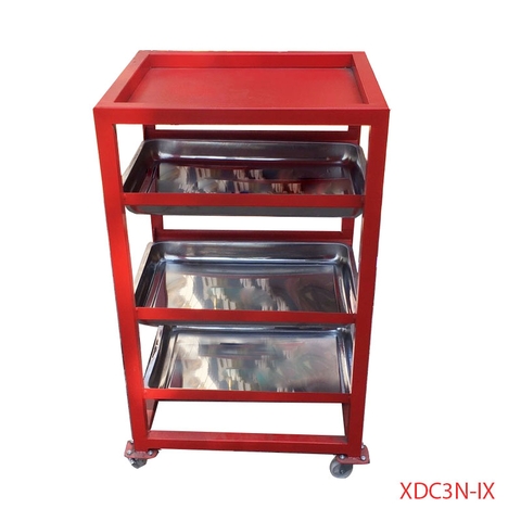 Xe đẩy đựng dụng cụ 3 ngăn mâm inox XDC3N