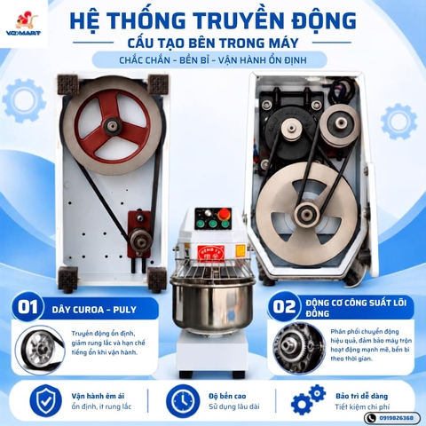 Máy trộn bột công nghiệp Hengyu BHS10 10L – Hẹn giờ, 2 tốc độ