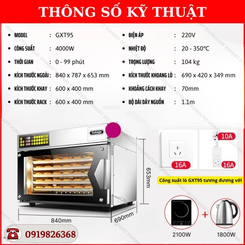 Lò nướng đối lưu 5 tầng UKOEO GXT95[Khay 40x60]