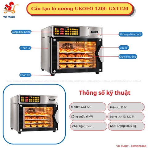 Lò nướng đối lưu 4 tầng UKOEO GXT120 [Khay 40x60]