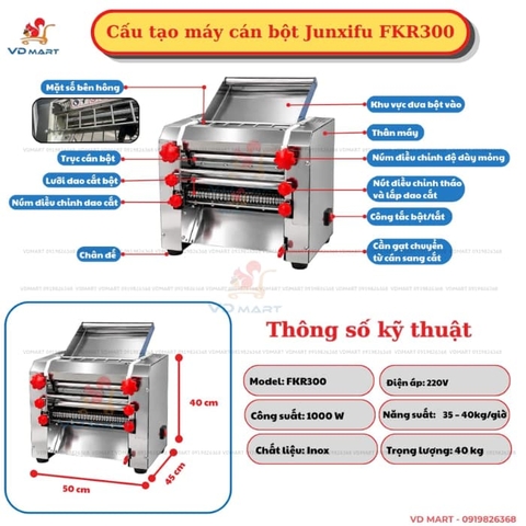 Máy cán bột 30cm Junxifu FKR300
