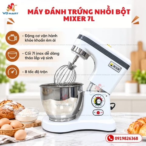 Máy đánh trứng nhồi bột Mixer 7l B7