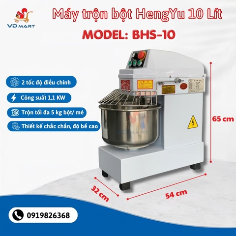 Máy trộn bột công nghiệp Hengyu BHS10 10L – Hẹn giờ, 2 tốc độ