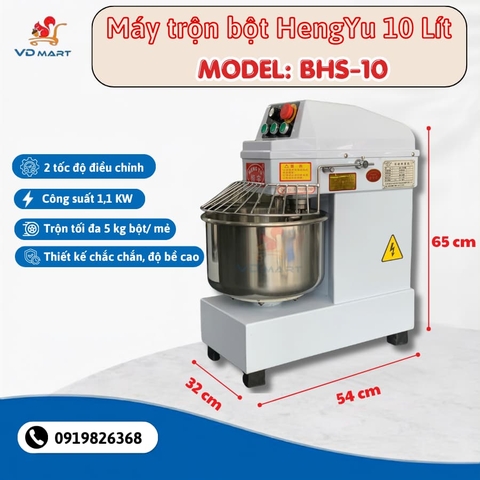 Máy trộn bột công nghiệp Hengyu BHS10 10L – Hẹn giờ, 2 tốc độ