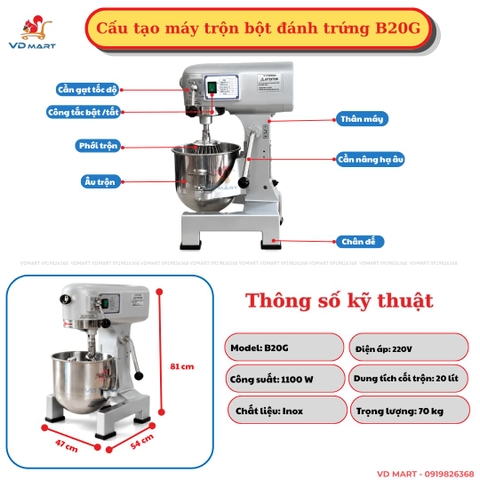 Máy trộn bột đánh trứng 20l B20G