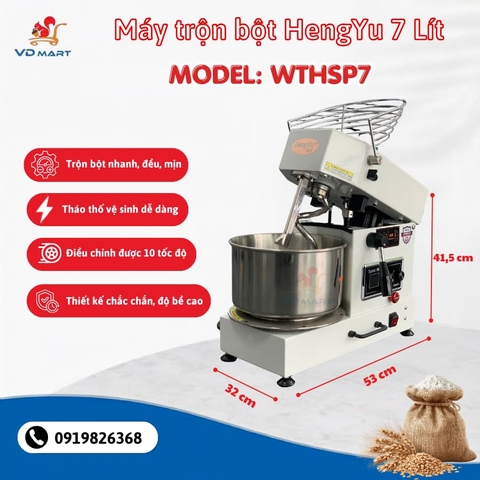 Máy trộn bột HengYu 7 lít - Tháo được thố - WTHSP7