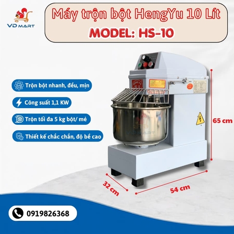 Máy trộn bột công nghiệp HENGYU HS10 | Hẹn giờ |-10lit