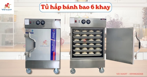 Tủ hấp bánh bao 6 khay chính hãng giá rẻ