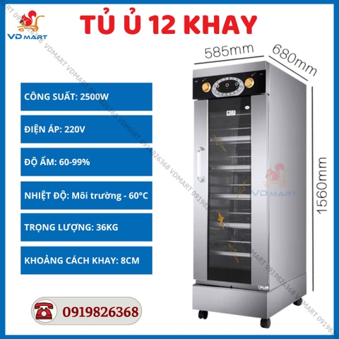 Tủ ủ bột 12 khay Haoxing